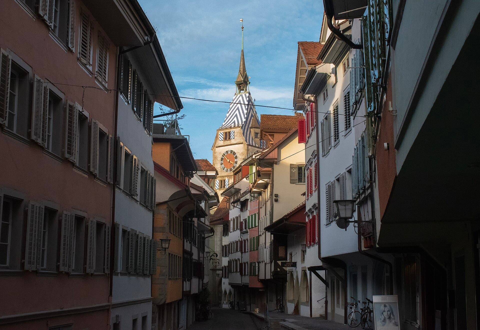 Evening light on Zug's old town